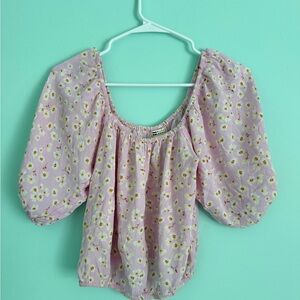 Floral Puff Sleeve Top - Pink